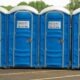 porta potties in various outdoor settings