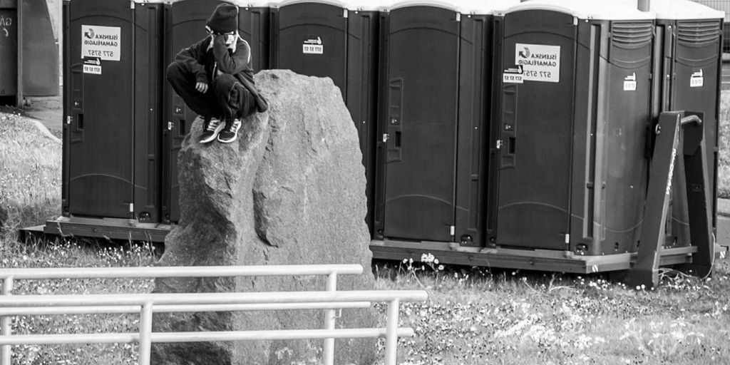 luxury portable toilet at outdoor event