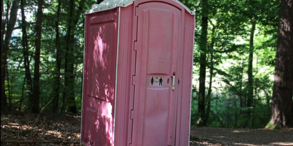 luxury outdoor event with elegant porta potties