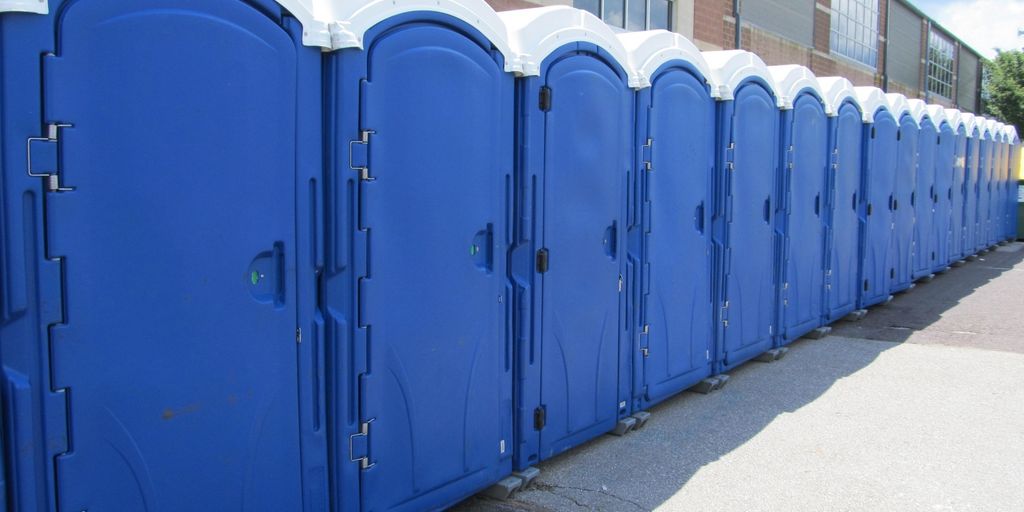 portable toilets at outdoor event and construction site