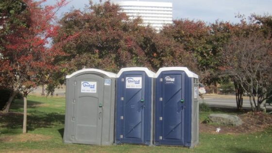 portable toilets at outdoor event and construction site