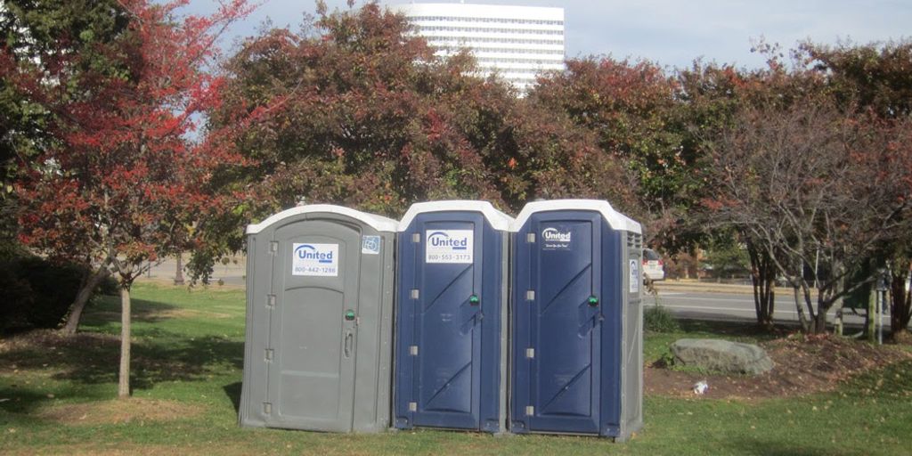 portable toilets at outdoor event and construction site