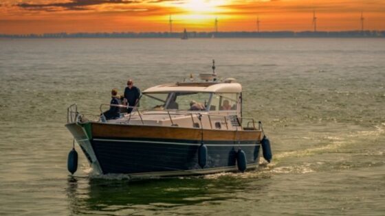 luxury boat with porta potty on deck