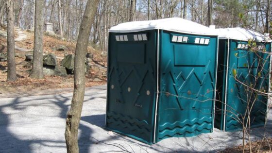 weather-resistant porta potties in various seasons