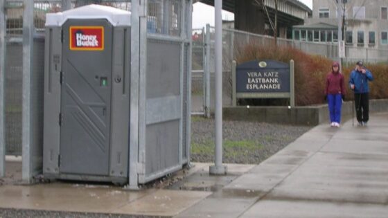 luxury portable restrooms at an outdoor event