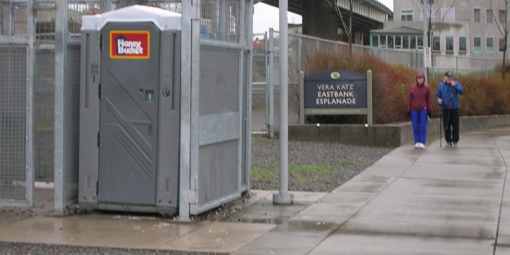 luxury portable restrooms at an outdoor event