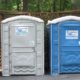 variety of porta potties at an outdoor event