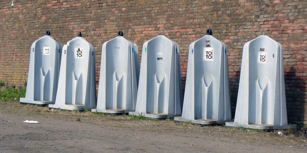 luxury portable restroom at an outdoor event