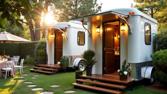 Luxury portable restroom trailers at outdoor event