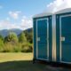 Modern mobile toilet in scenic outdoors