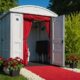 Elegant porta potty with red carpet entrance