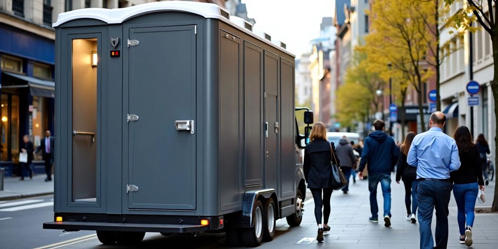 Mobile toilet unit in urban area