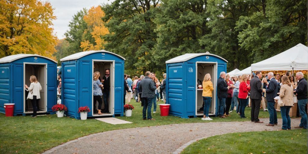 Outdoor party with porta potty in background